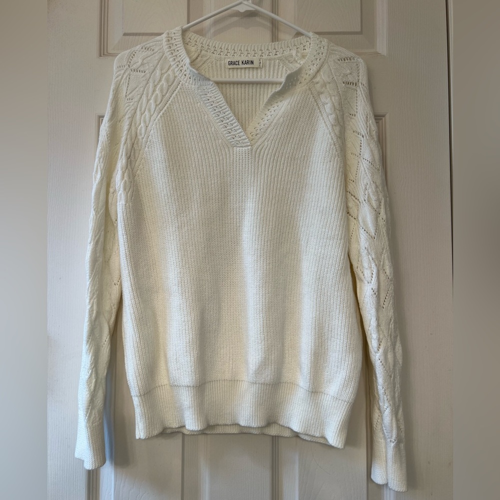 Grace Karin | Knit Sweater | Women’s Large | Cream | New Without Tags